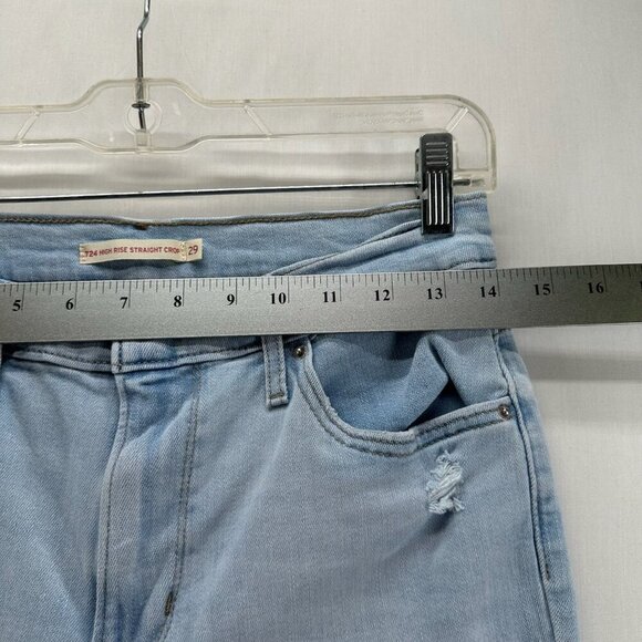 Levis 724 High-Rise Straight Crop Jeans Women 29 Stretch Tribeca Moon Light Wash - Picture 7 of 13
